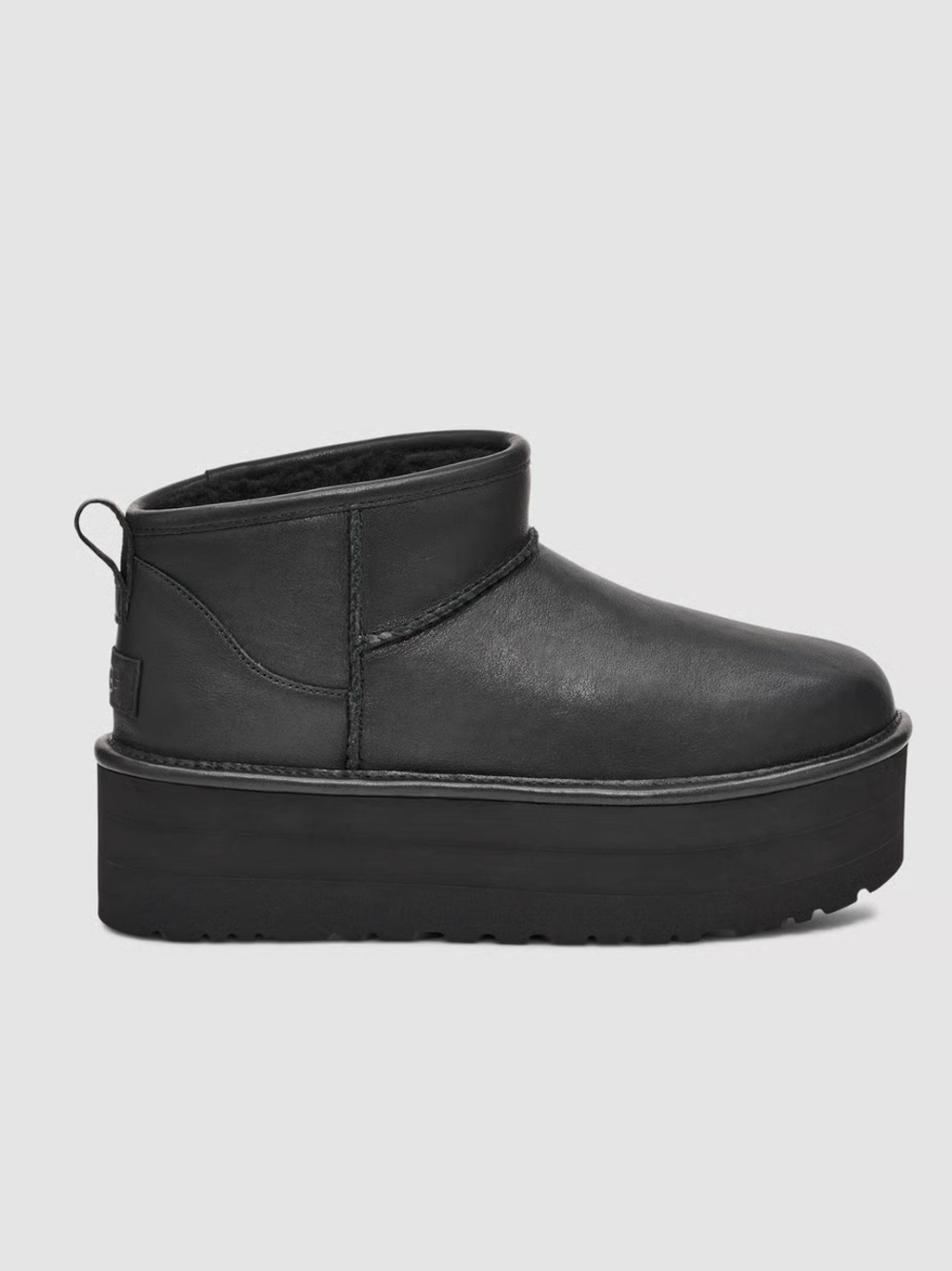 UGG Leather Classic Mini Platform Boots In Black